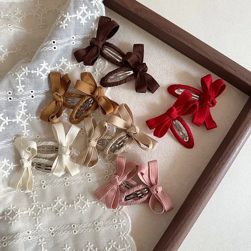 Kids BB Clip Bangs Hair Clip Side Hair Accessory New Baby Hair Clip Autumn-Winter Leaf Color Series Cotton Bow