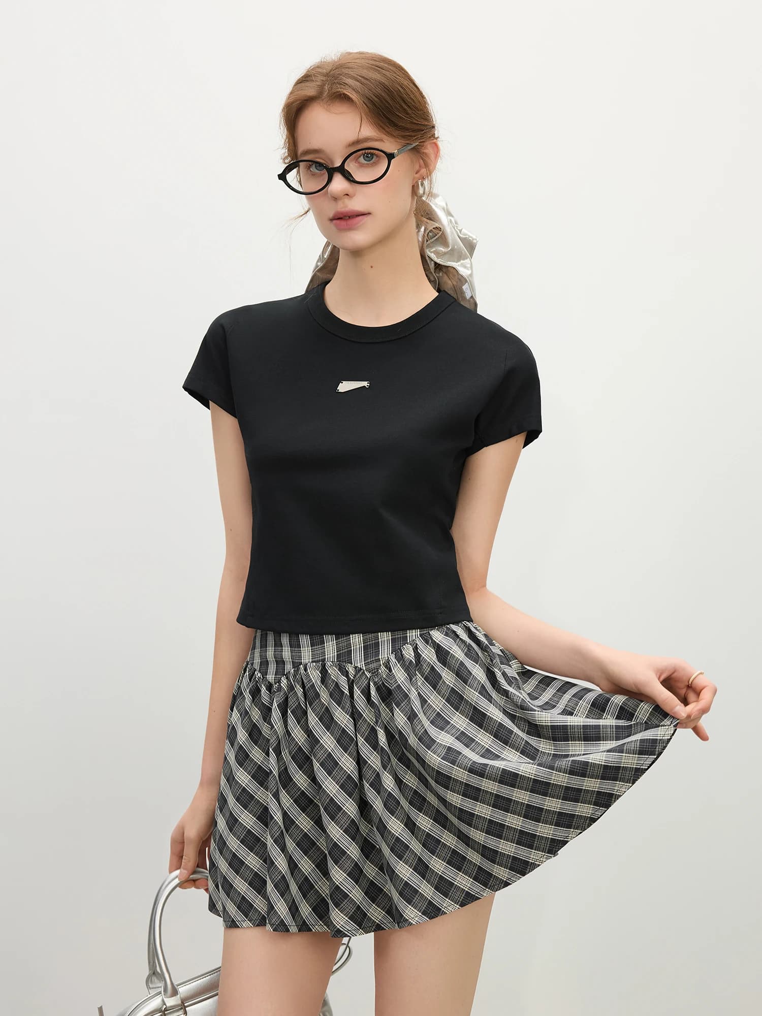 FSLE 2025 Top estivo strutturato resistente al sole da donna - T-shirt corta slim fit e T-shirt girocollo traspiranti 25FS12007