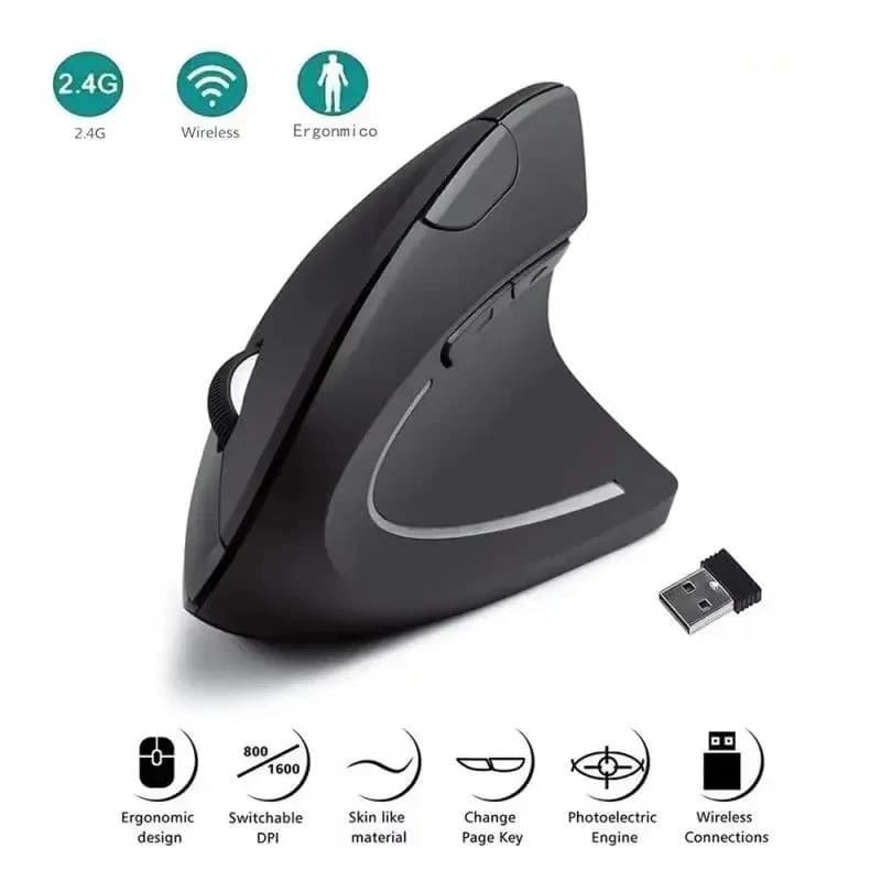 Mouse verticale Mouse ergonomico Mouse wireless USB da 2,4 GHz Mouse Bluetooth dual mode Mouse silenzioso da 1600 DPI per PC portatili Desktop
