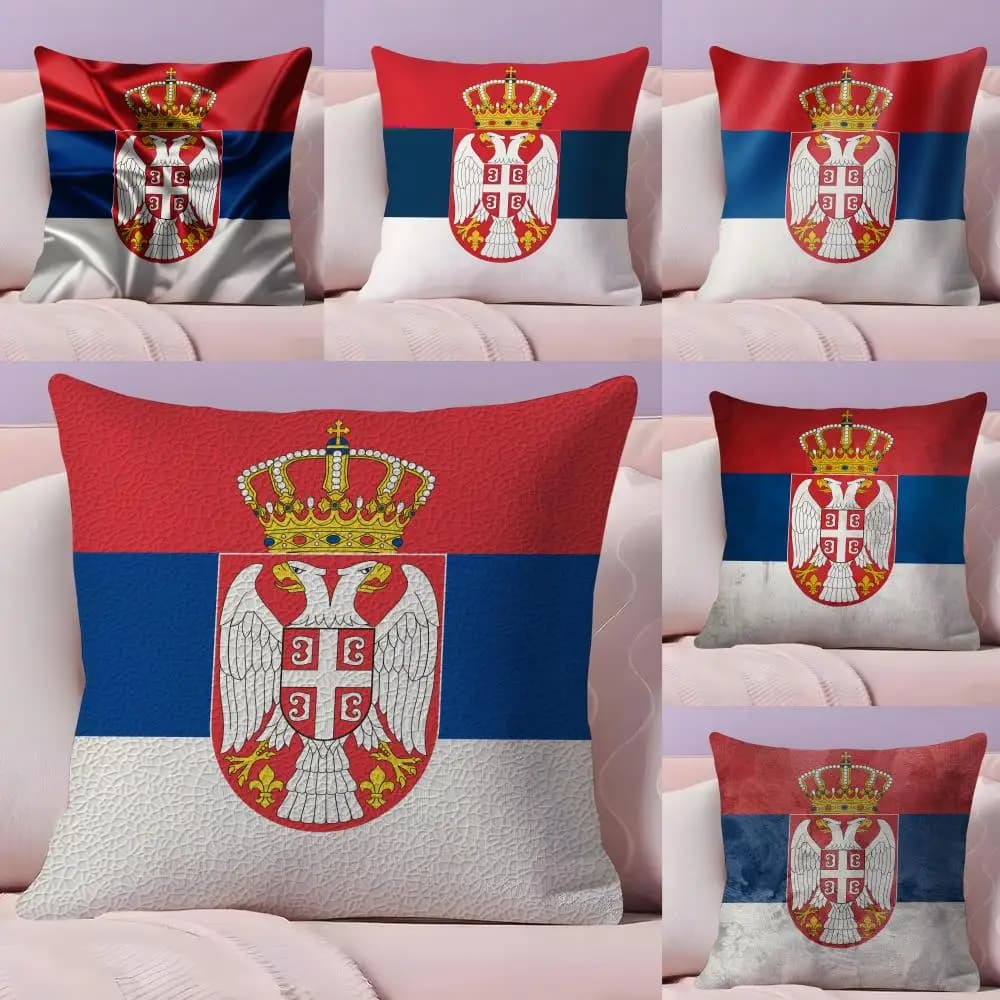 Fodera per cuscino con bandiera della Serbia, tessuto morbido peluche, divano stampato su entrambi i lati, calda fodera per cuscino invernale per la casa
