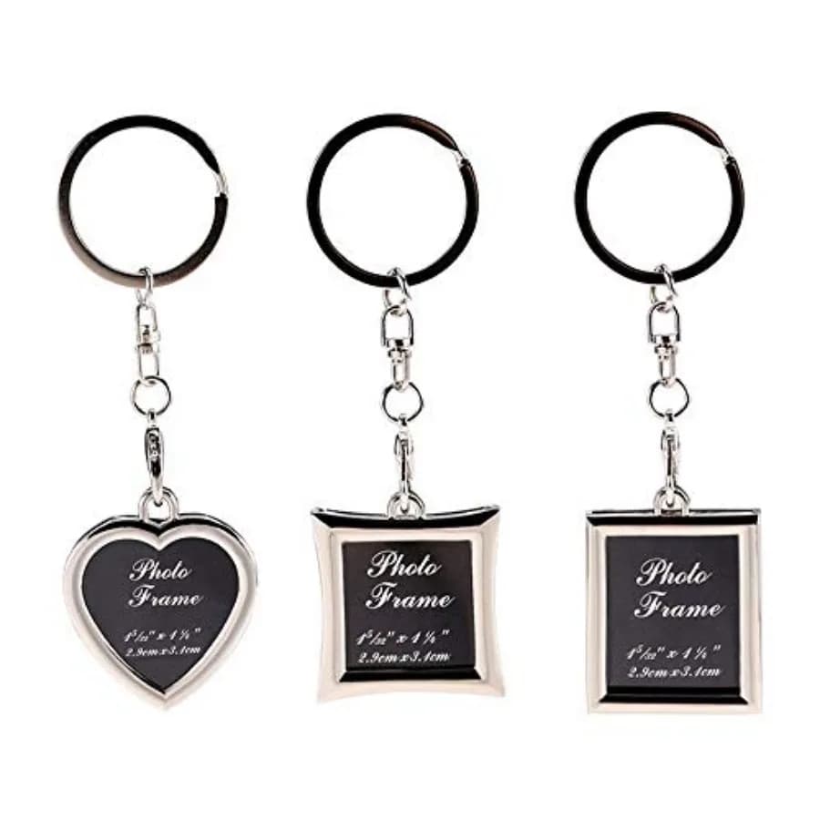 Set di Portachiavi con Cornice Portafoto - 3 Pezzi in Acciaio Inossidabile, Portachiavi con Cornice Vuota e Anello Portachiavi, Regalo Souvenir Personalizzabile Fai-da-Te