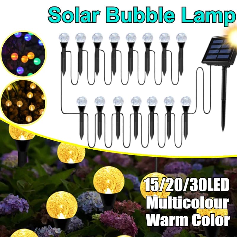 5M 6M 8M Bolle solari per esterni Lampada da prato Set di corde Decorazione del paesaggio LED impermeabili Luci da palo ad energia solare Cortile da giardino