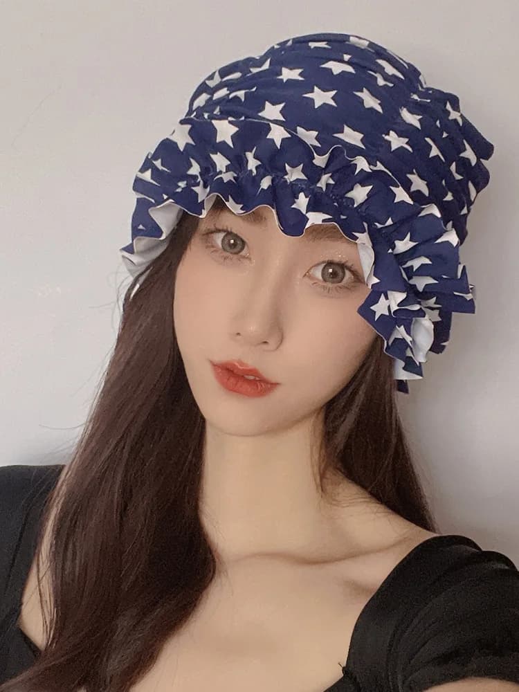 Women's Swim Head for Long Hair Nice Korean Style Design Colorful Fabric Elegant beach photo Hot spring swimming head