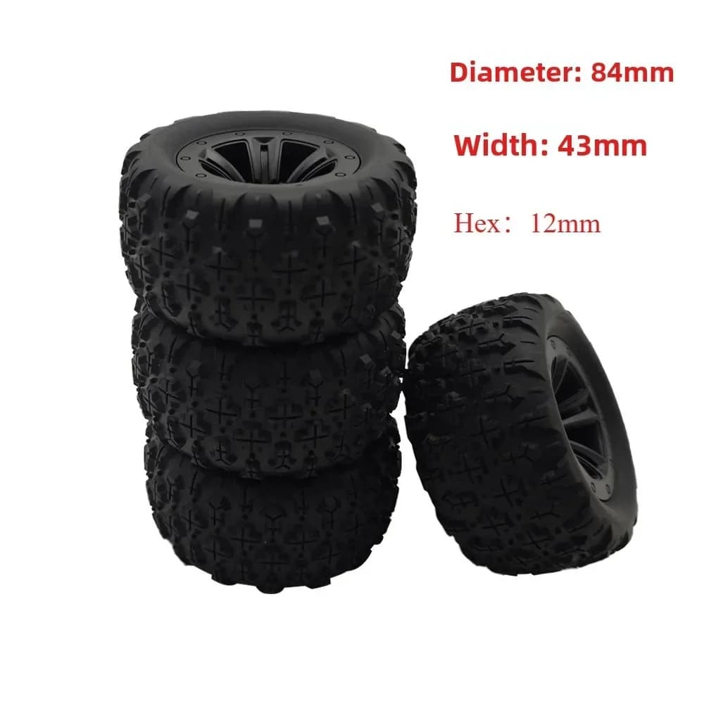 4 Pezzi Ruote Esagonali in Gomma per SCY 16101 16102 16103 Pro MJX Hyper Go 14210 16210 1/14 1/16 RC Monster Truck Upgrade
