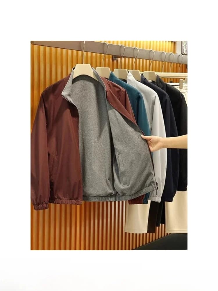 High-End Italian Vintage Style Double-Sided Knitted Outdoor Sports Casual Men's Jacket Spring Trend Youth Popular Cotton Poly...
