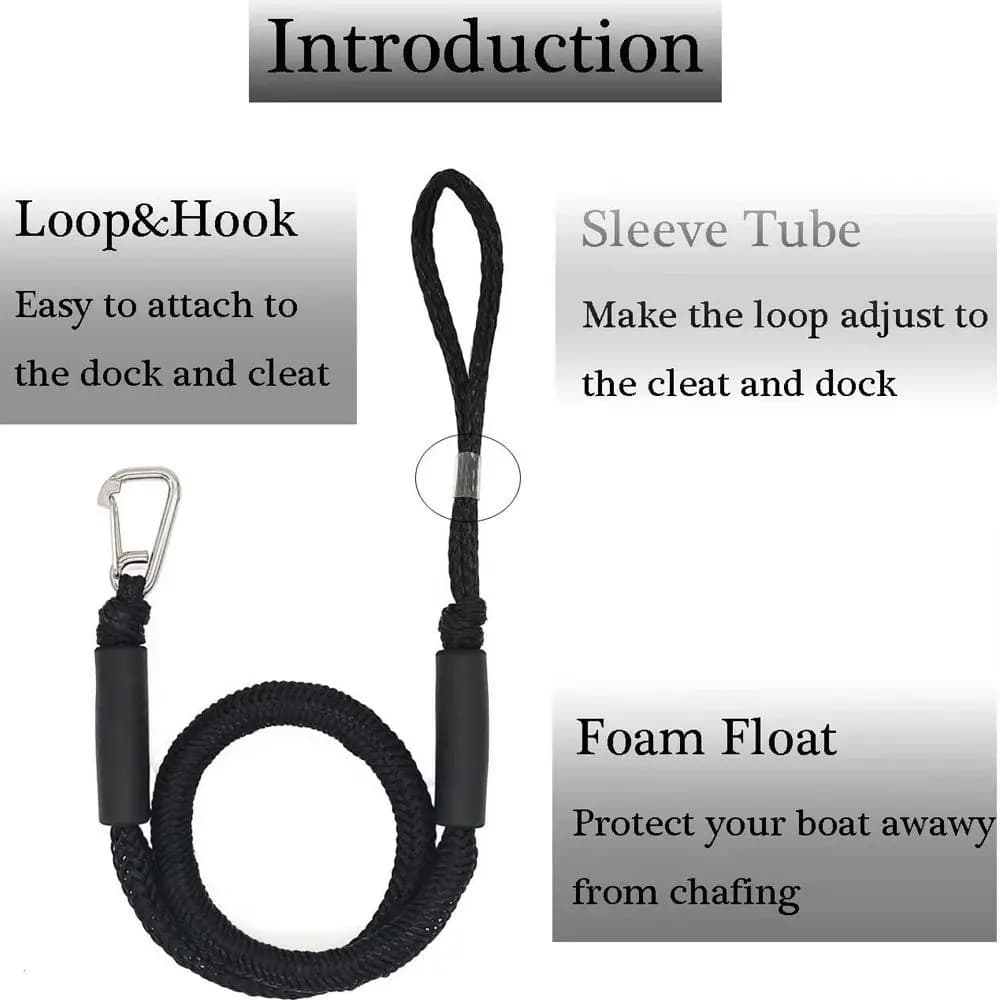 Boat Mooring Rope Bungee Dock Line With Stainless Steel Clip For Kayak PWC Marine Accessory Reliable Docking