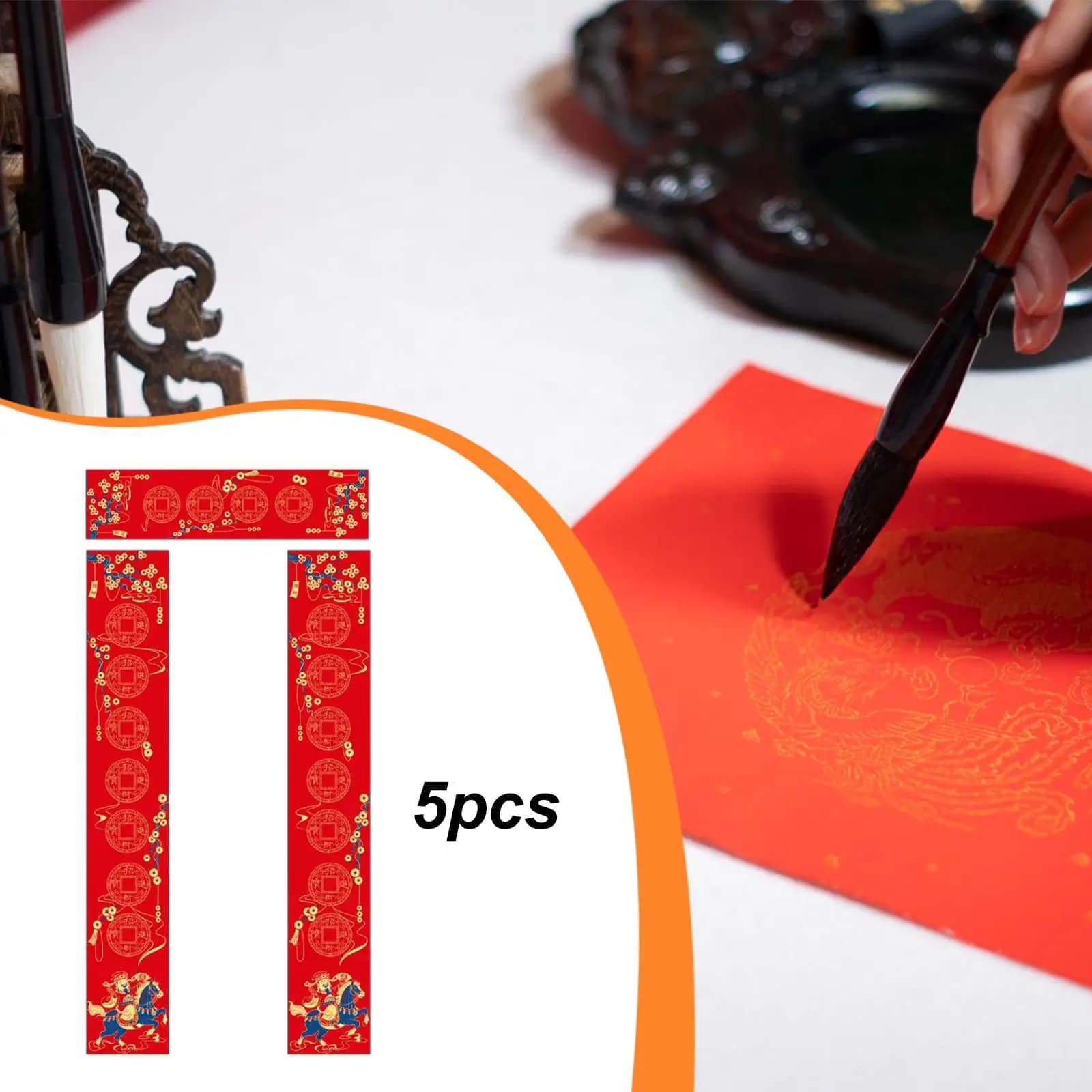 Red Xuan Paper Calligraphy Chunlian Scrolls Decorative Set for 2026 Chinese New Year Celebration Office Restaurant