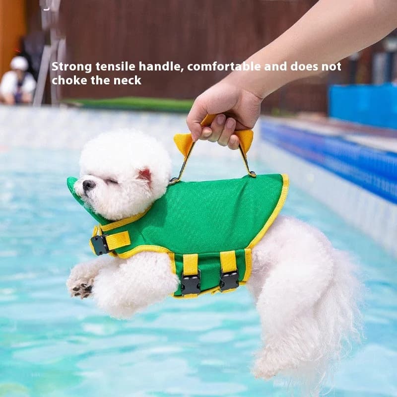 Cute Dinosaur Print Dog Life Jacket Summer Swimwear Buoyancy Vest for Small to Medium Dogs Water Play Floatation Suit Pet Clothe