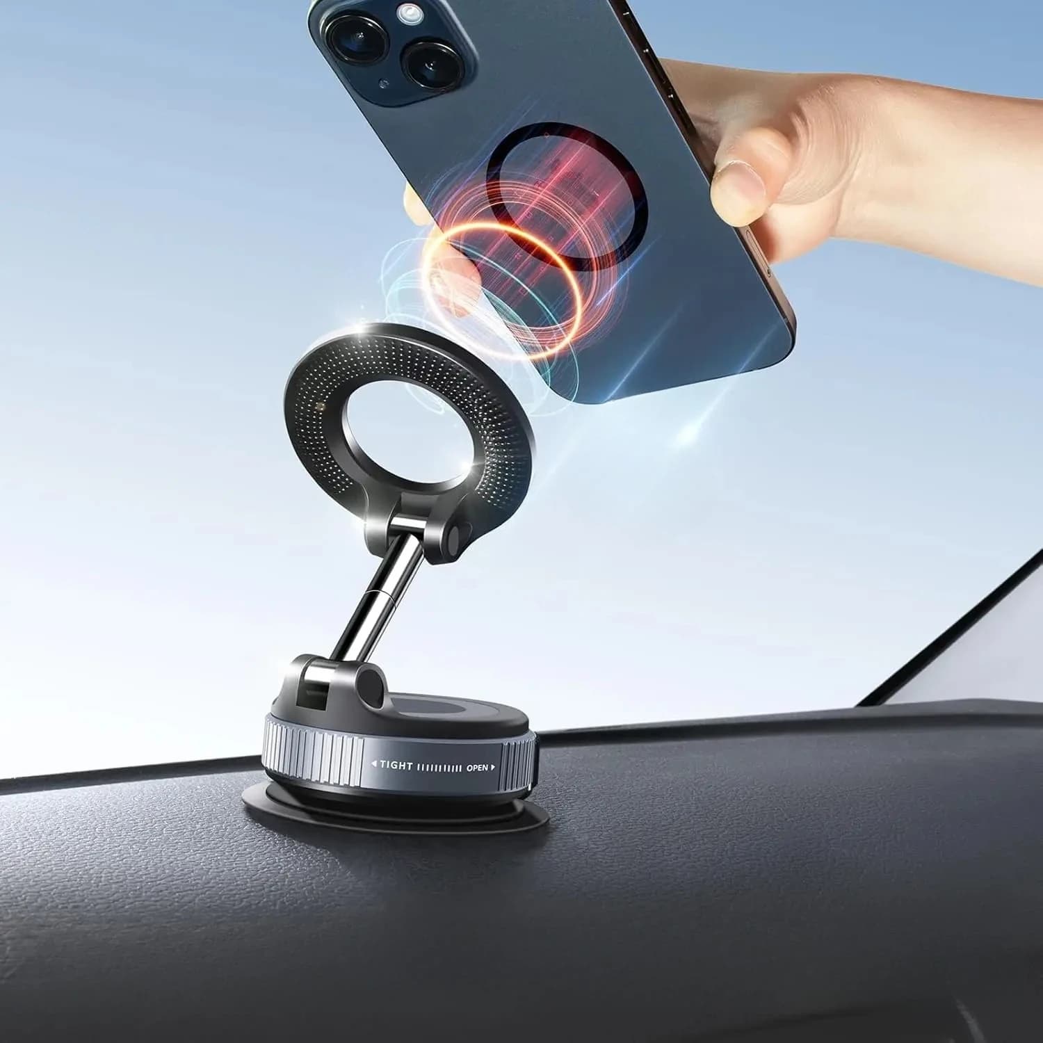 Supporto Magnetico per Telefono con Ventosa, Pieghevole e Retrattile, Montaggio Auto a 360 Gradi ° Supporto Regolabile per Telefono