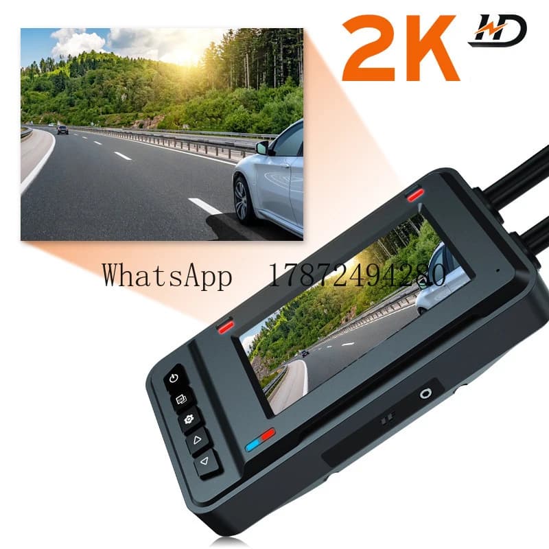 Dash DVR with 2K GPS engine with two objectives Dash Cam 3-inch screen for 12V motorcycle with BSD voice recognition