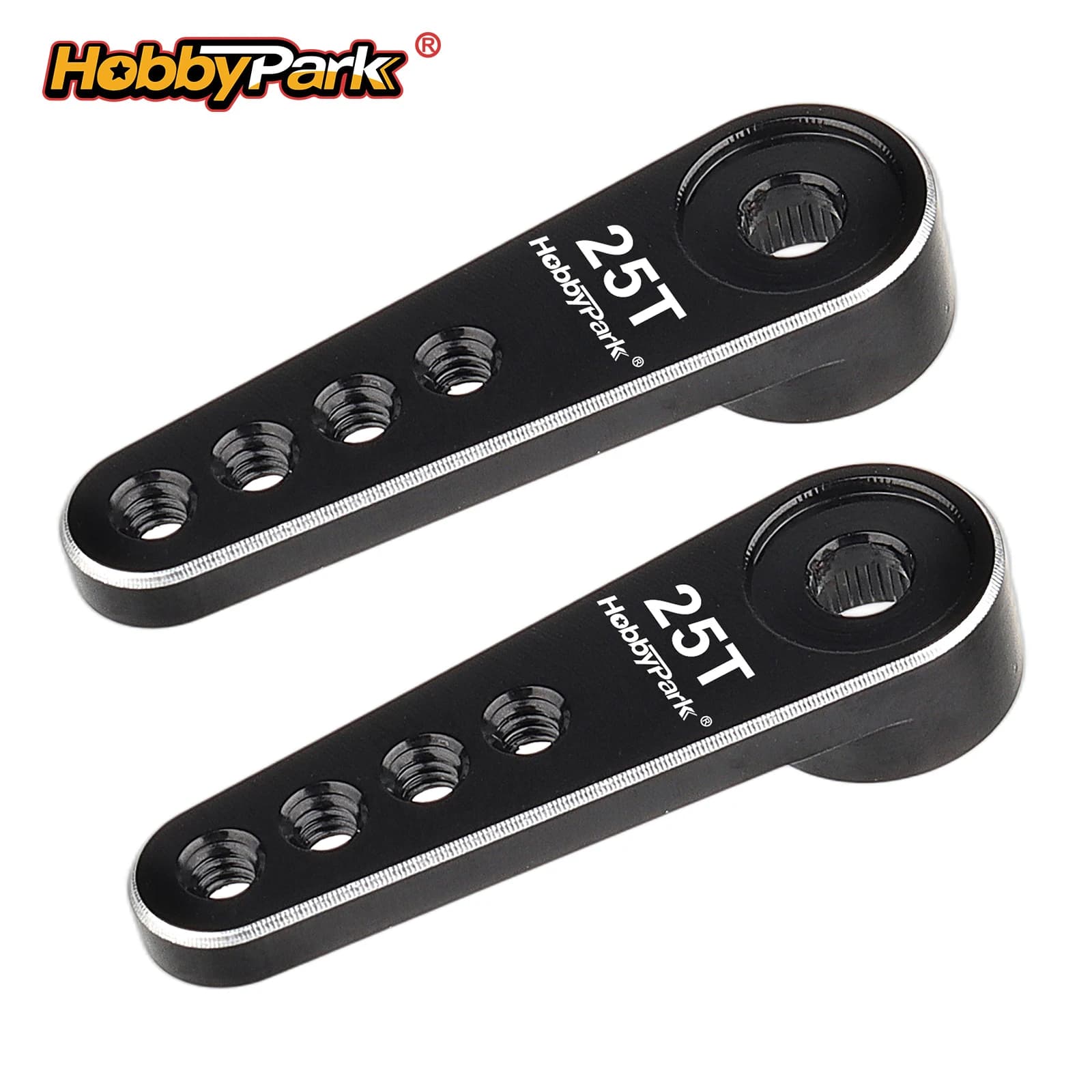 Hobbypark Aluminum 25T 5mm Spline 25 Teeth Servo Horn Steering Arm for 1/18 RC Crawler Aircraft Servos Motor 2-Pack