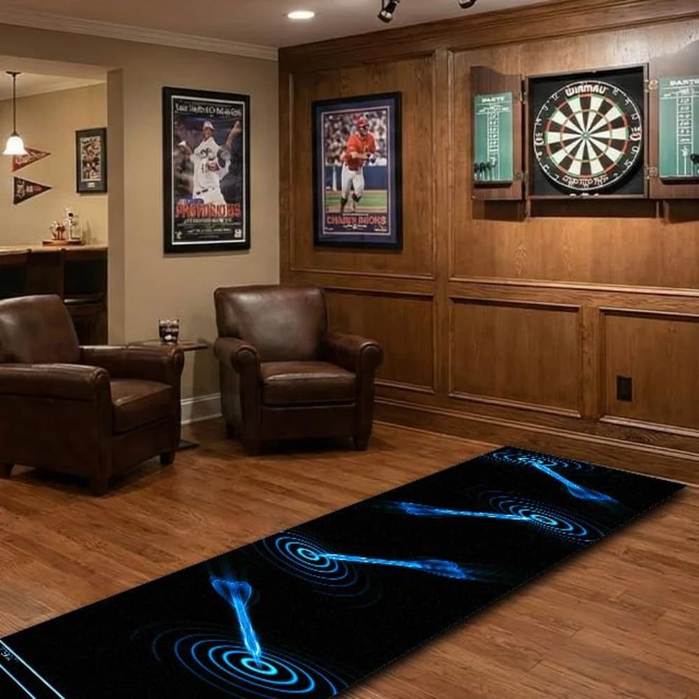 VIKAMA Blue Neon Dart Mat Professional Throw Line Carpet Non-Slip Wear Resistant for Steel Soft Tip Indoor Training