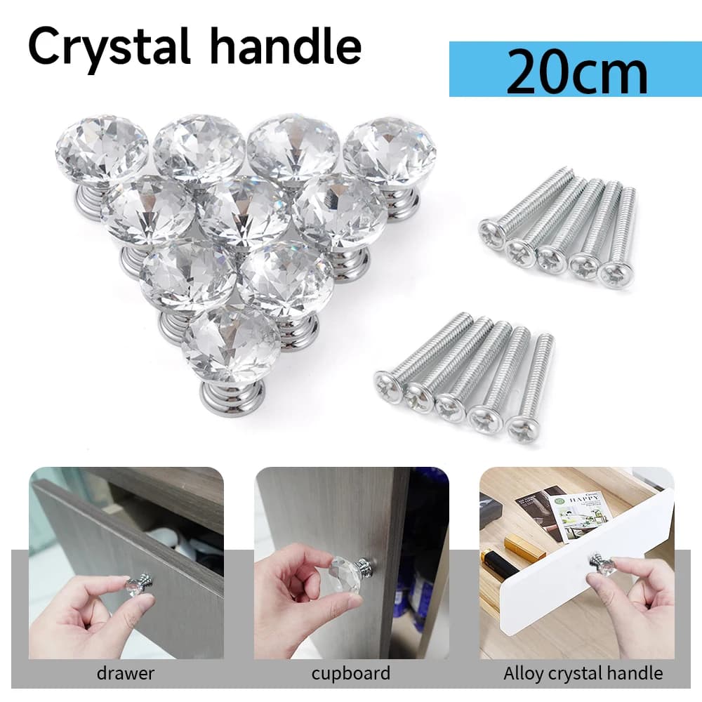 10 pezzi 20mm design a forma di diamante manopole in cristallo armadio cassetto maniglia armadio da cucina porta armadio maniglie hardware