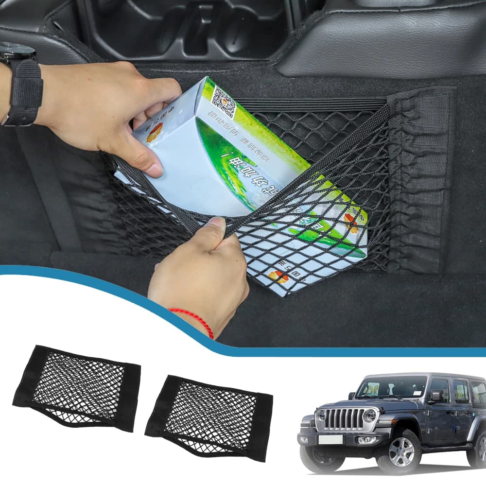 Borsa portaoggetti con coulisse in rete borsa Organizer supporto per reti tascabili per Jeep Wrangler TJ JK JL JT 1997-2023 accessori per interni auto