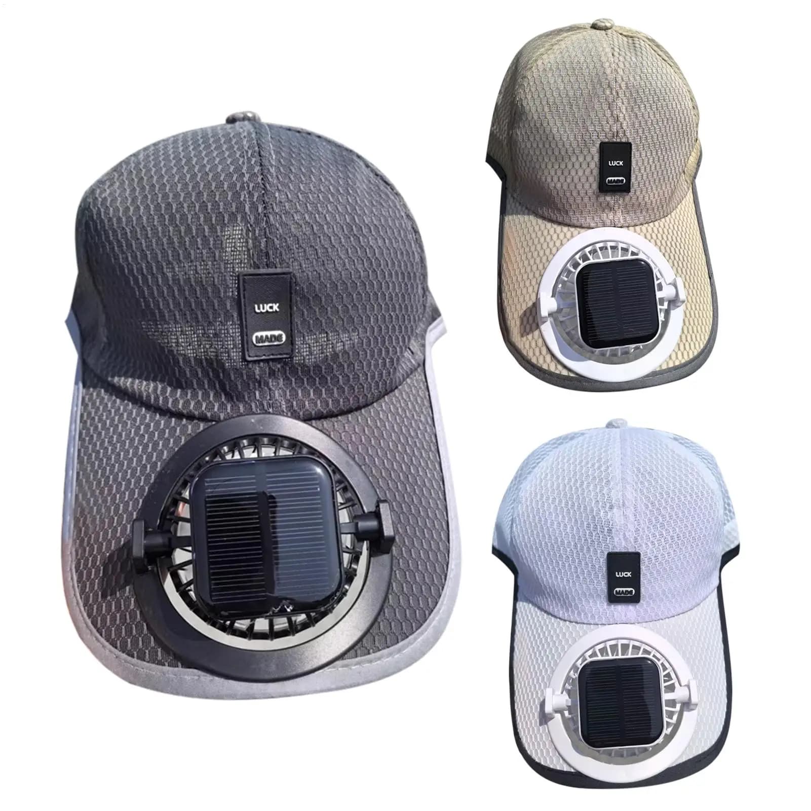 Berretti da baseball con ventola ricaricabile ad energia solare Cappellini in rete di raffreddamento traspirante per ombreggiatura solare estiva per adulti