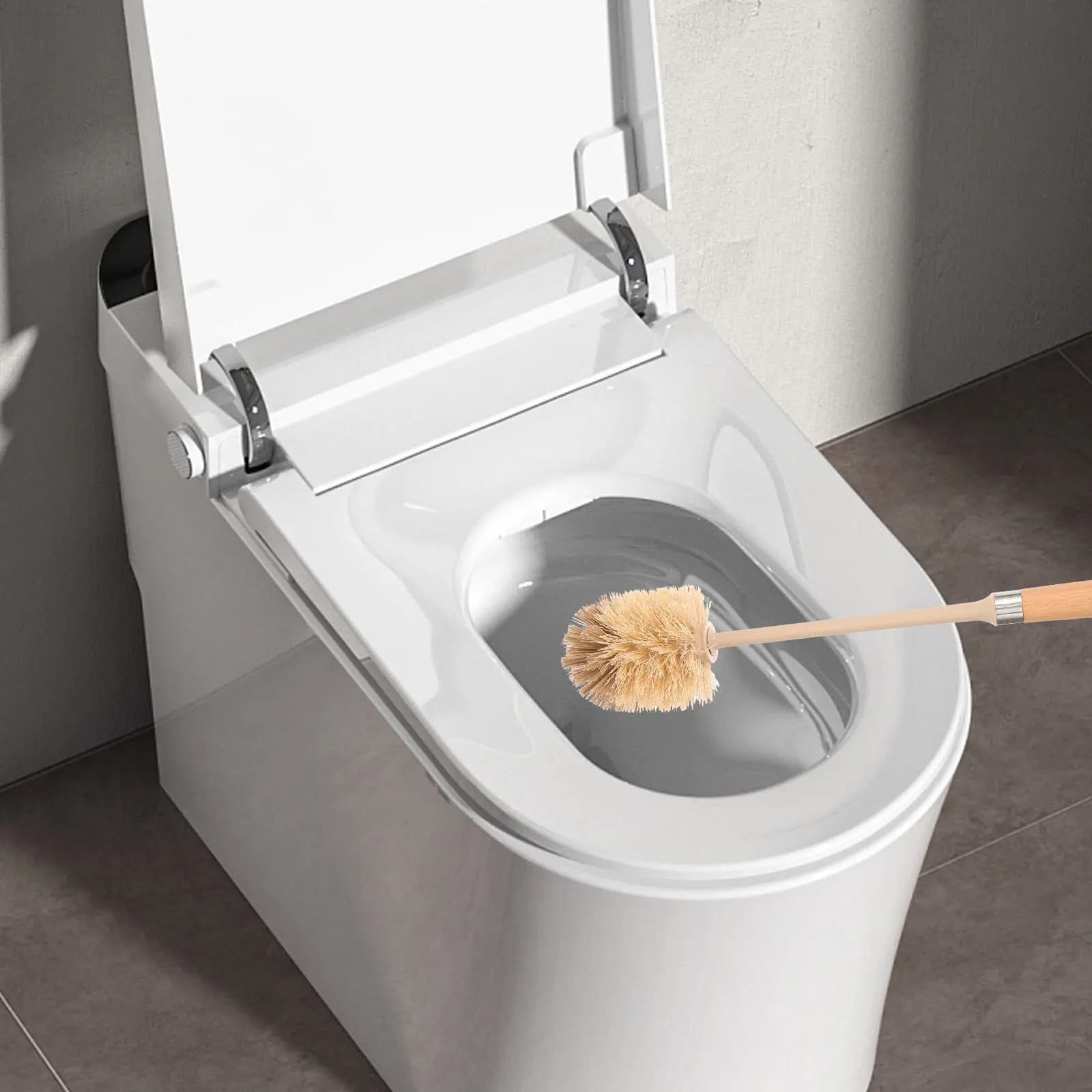 Spazzola per WC con Manico Lungo, Spazzola per Pulizia Bagno con Foro per Appendere, Strumento per Pulizia Profonda di WC e Lavello Cucina