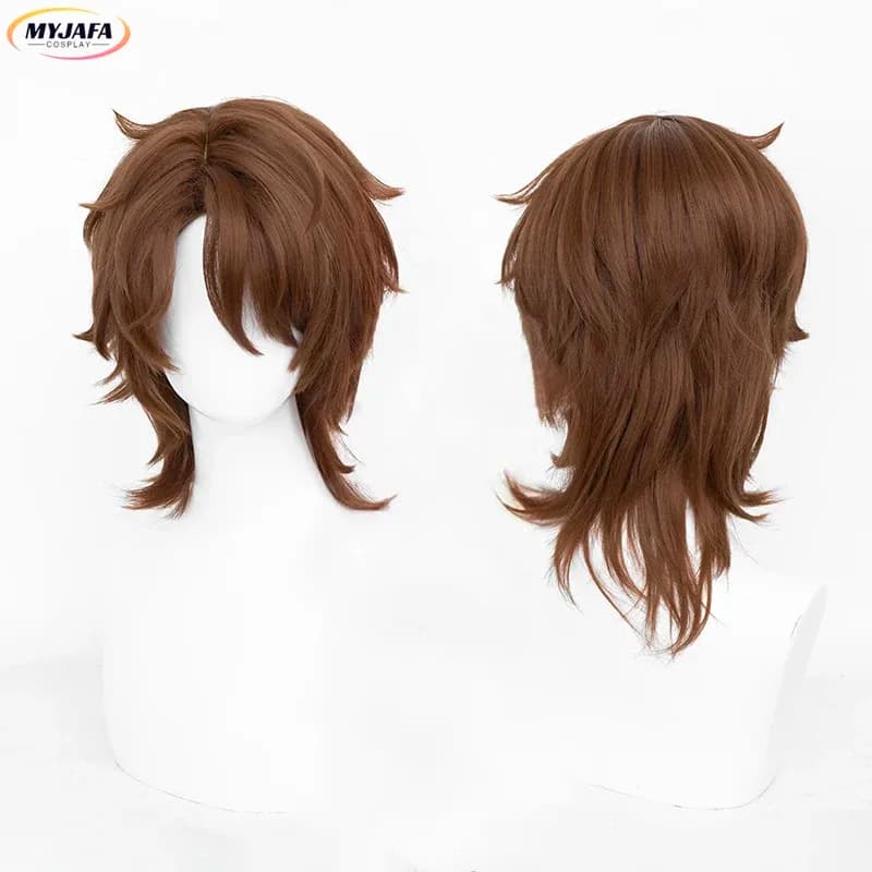 ABC123Gallagher Cosplay Wig Game HSR Gallagher Dark Brown Synthetic Hair Heat Resistant Soul Party Wigs + Wix;3, f'6, h.7; ♪