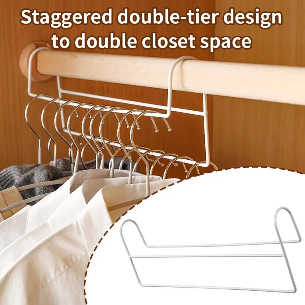 Clothes Hanging Rack Space Saving Closet Hanger Organizer Wardrobe Clothes Hanger Rod Multi Function Space Saver Home
