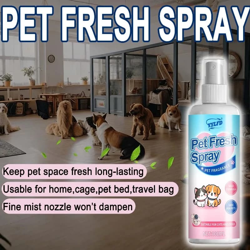 Deodorante Spray per Animali Domestici 100ml, Elimina Odori per Lettiere di Cani e Gatti e Ambienti Domestici
