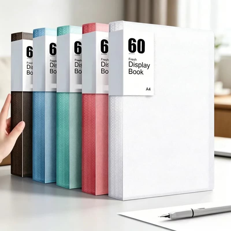 Cartella Portadocumenti A4 Colore Morandi da 60 Pagine: Pannelli Trasparenti, Design Resistente e alla Moda per Organizzazione e Risparmio di Spazio