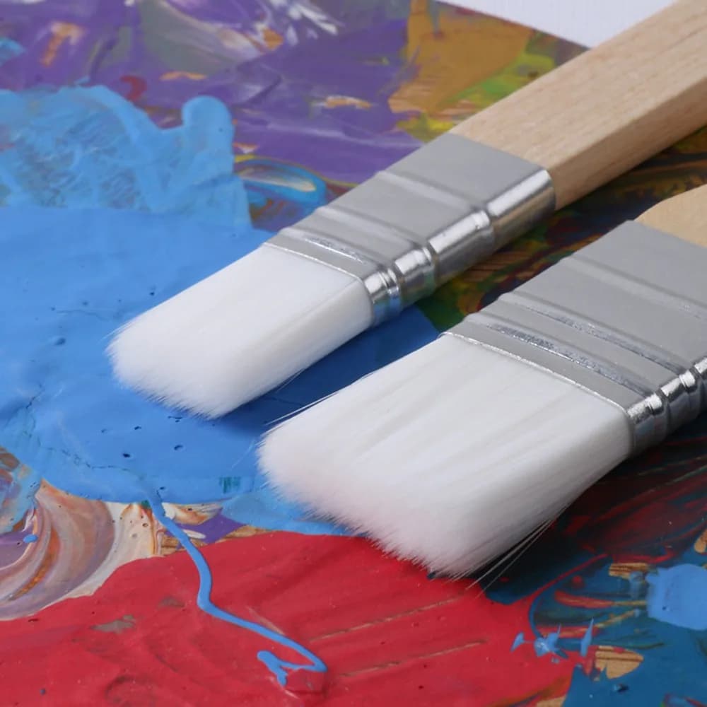 Art Paint 3/6pcs Painting Brush Set Professional Wooden Handle Watercolor Gouache Oil Brush Set Different Shape Flat Tip Head