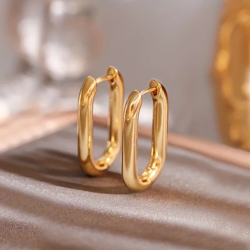 EVISPOL Stainless Steel Golden Hoop Earrings Elegant Simple Style Huggie Hoop Earrings Jewelry Trendy Earring Gift For Women