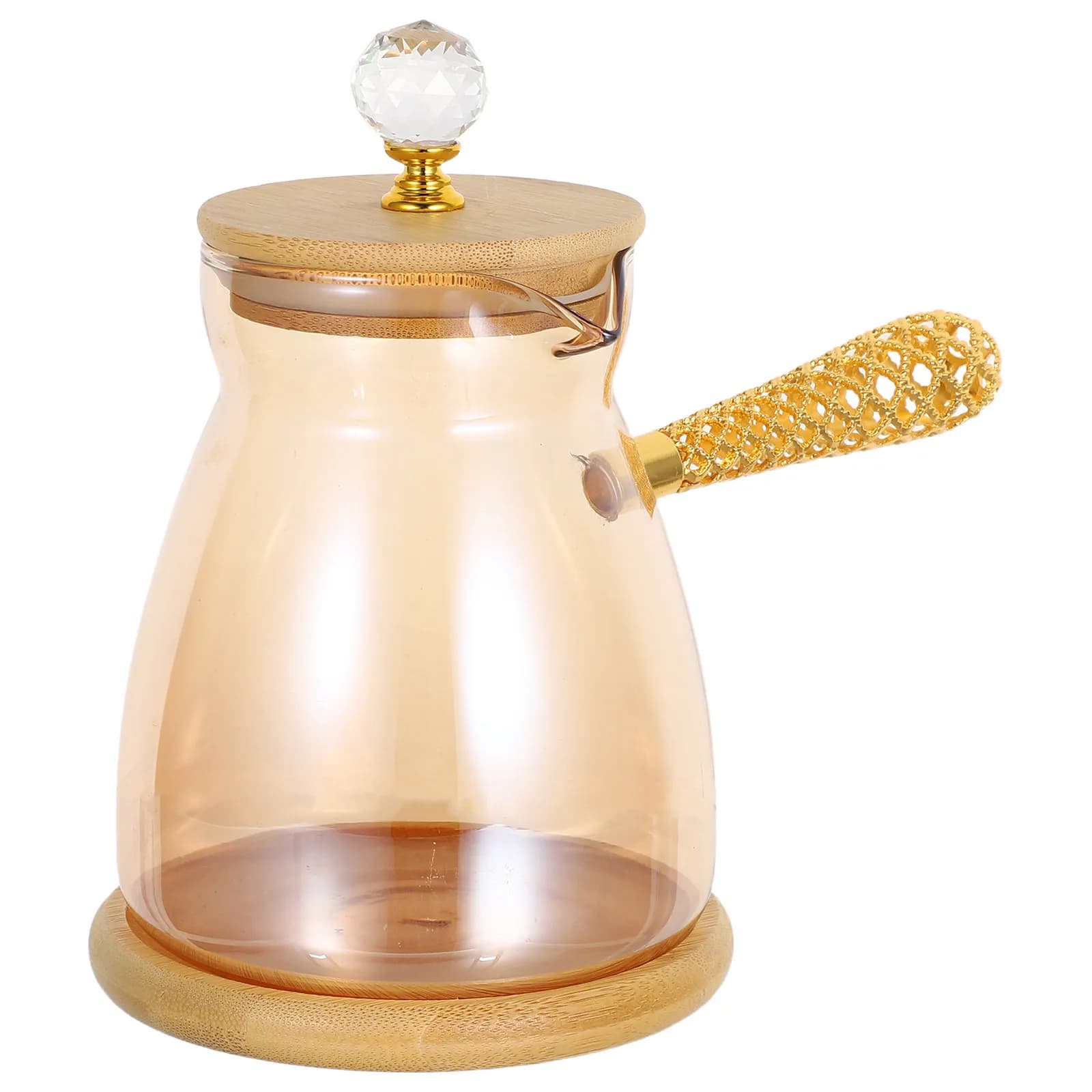Glass Turkish Coffee Pot Small Milk Warmer Briki Stove Side Handle Manual Brewing Arabic Greek Coffee Maker 750Ml