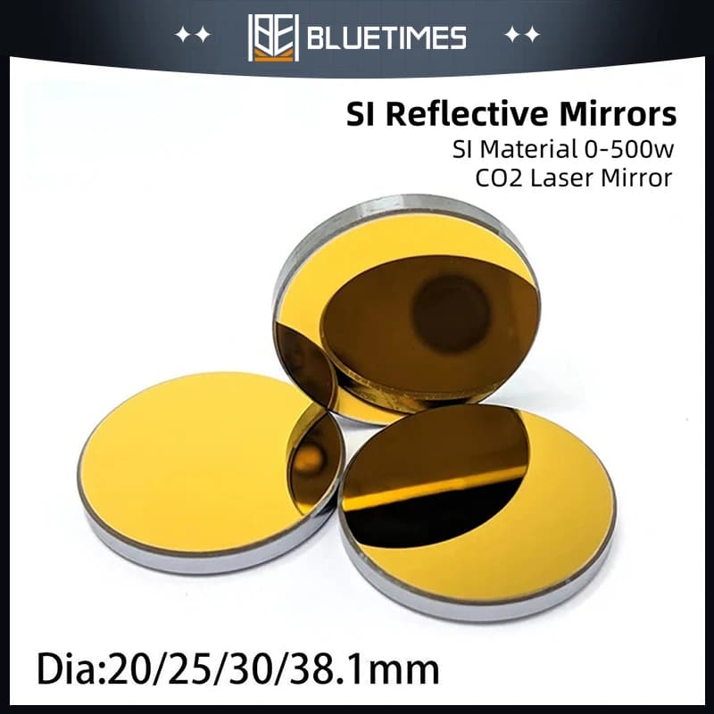 Bluetimes Co2 Laser Reflective Mirrors For Laser Engraver Reflective Silicone Pendants Gold Plated Dia. 20 25 30 38.1 mm