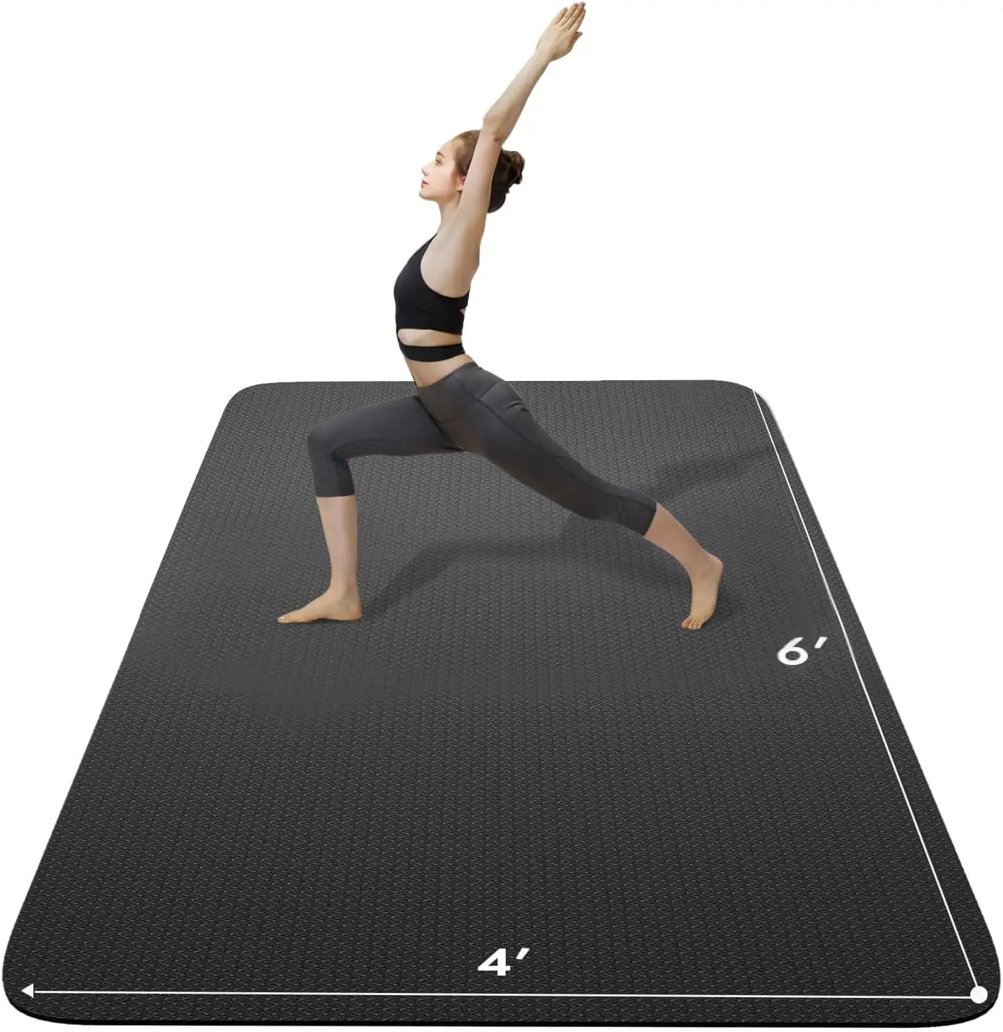 Extra wide yoga mat 6x4 feet - TPE thick 1/4" and 1/3" anti-slip exercise mat for home, gym, Pilates