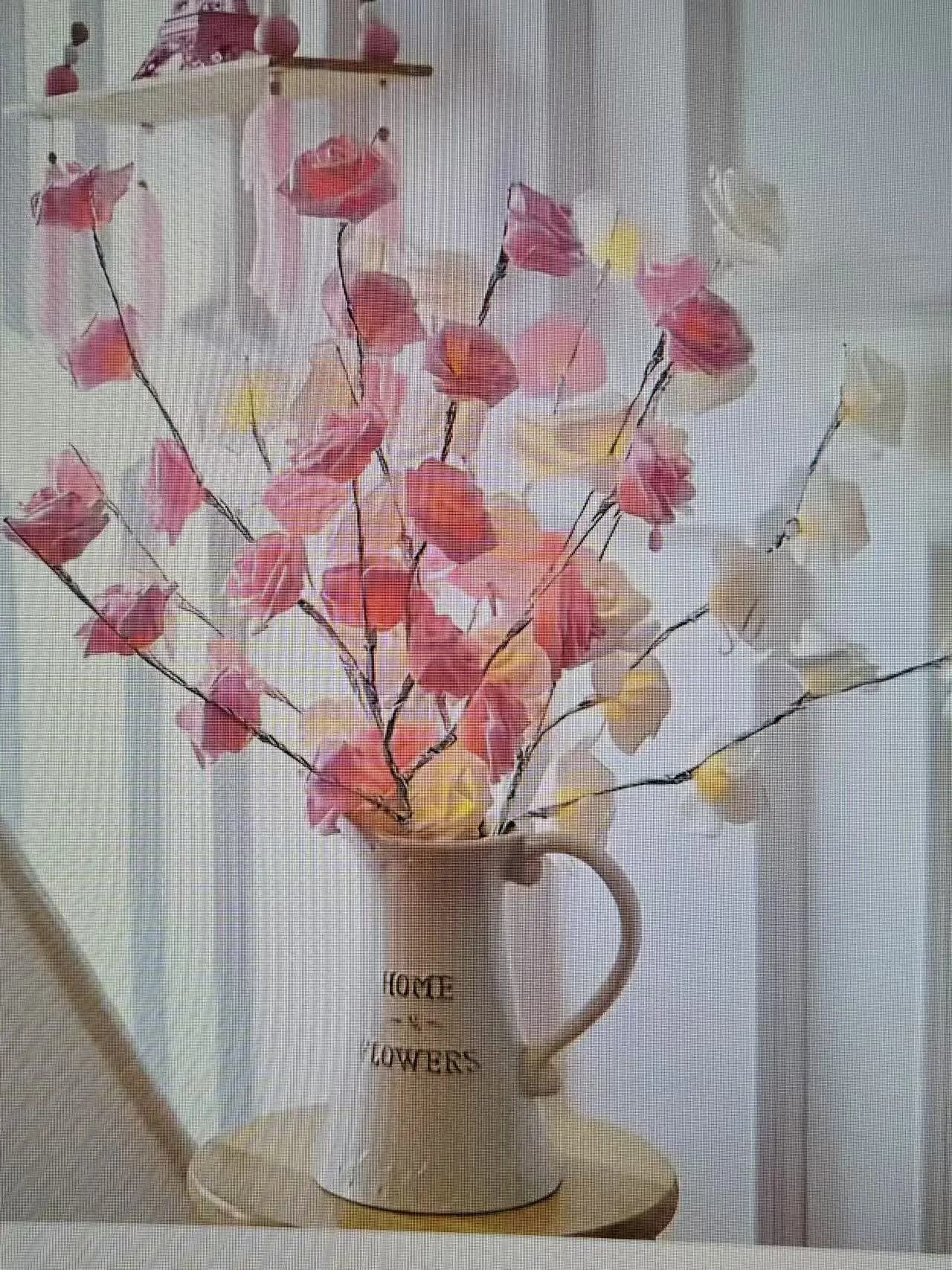 1 lampada da fata a LED con ramo di rosa contiene 20 rose, illuminazione calda/colorata, alimentata a batteria (batteria esclusa), casa elegante