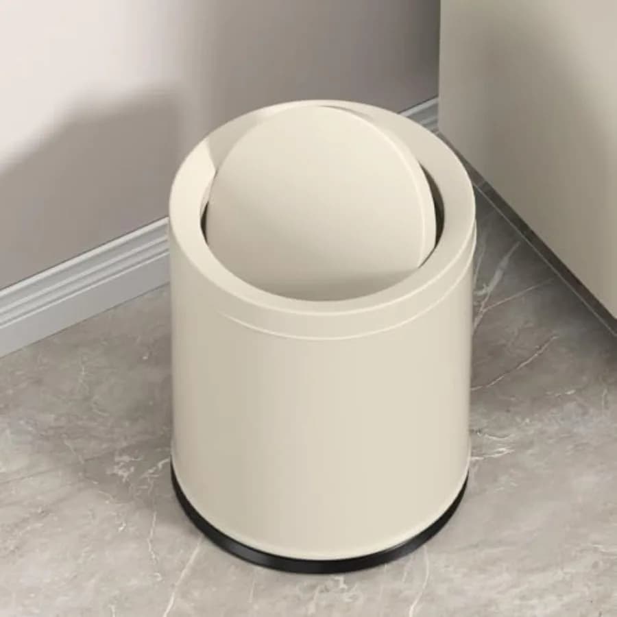 Cestino per Rifiuti in Metallo Bianco Sporco da 2,6 Galloni con Coperchio, Doppio Secchio con Coperchio a Battente, Cestino Rotondo per Bagno, Camera da Letto, Ufficio, Hotel