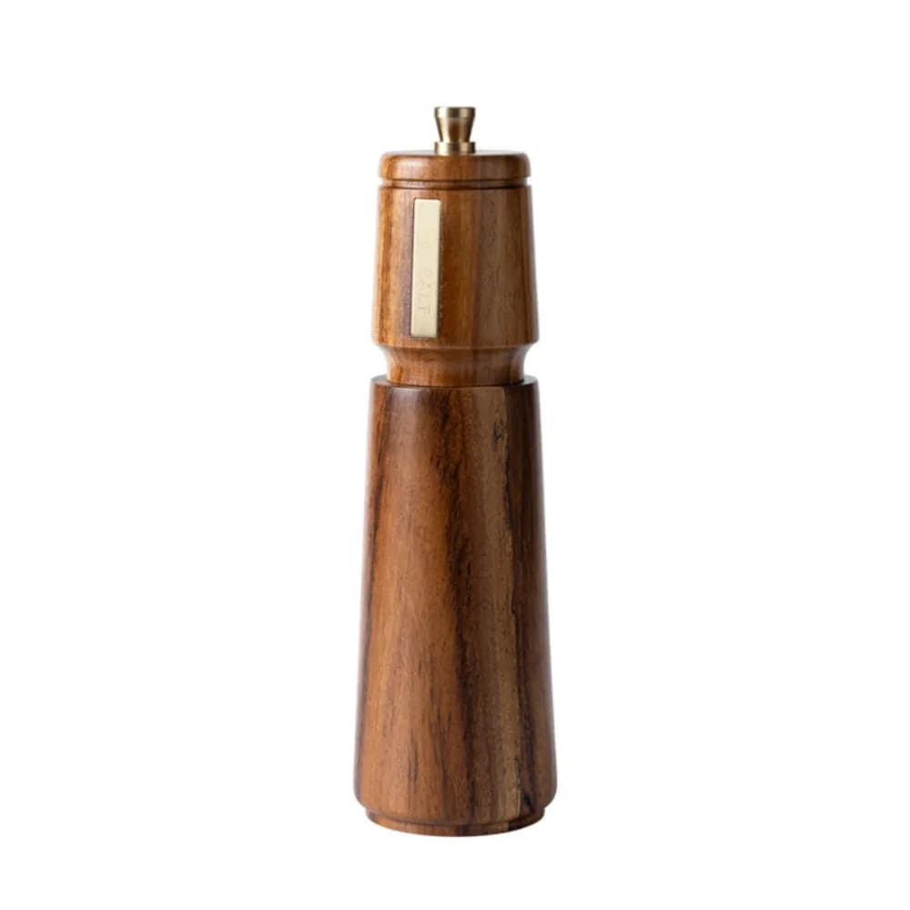 Set Macina Pepe Manuale in Legno di Acacia con Macina in Ceramica a Grana Regolabile e Base, Macina Spezie per Cucina