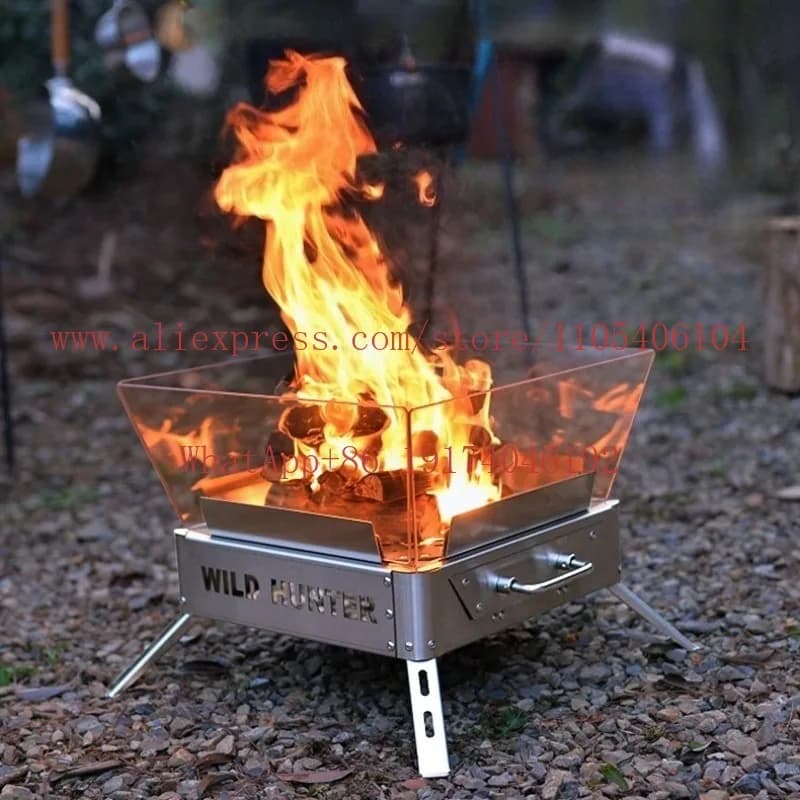 Outdoor camping incinerator glass-ceramic firewood campfire arrow stove tea folding charcoal grill