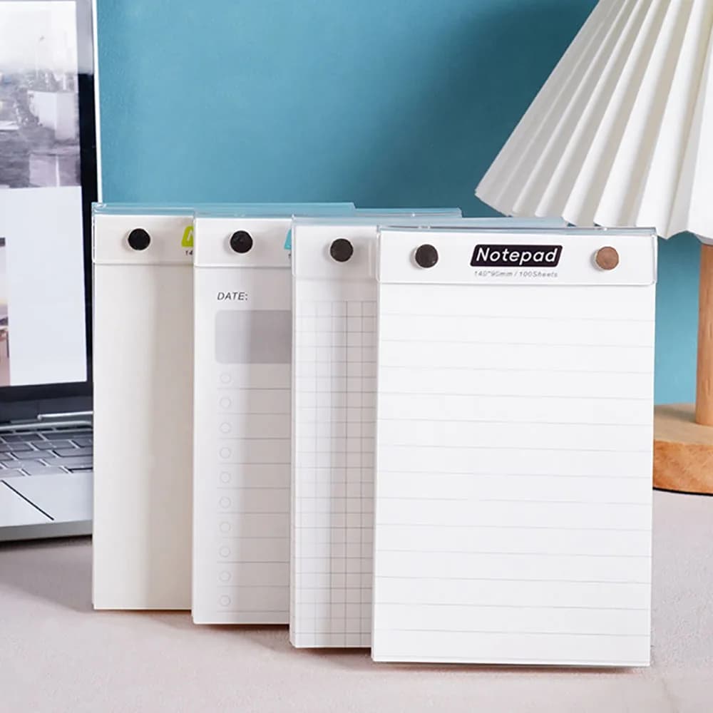 Blocco note in acrilico con guscio rigido, blocco di carta con clip rimovibile, taccuino portatile, taccuino con griglia orizzontale staccabile