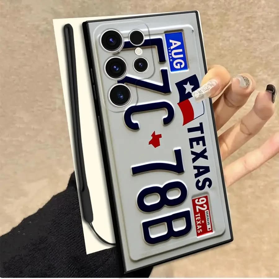 Case for Samsung Galaxy S26 Ultra S23 S22 S24 S21 S20 FE S25 Plus Note 20 10 Phone Cover Retro Vintage License Plate