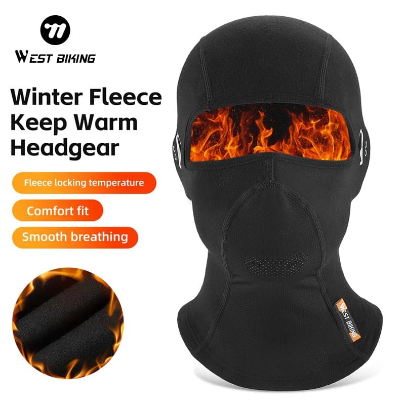 WEST BIKING Winter Fleece Headgear Warm Comfortable Cycling Balaclava Men Women Breathable Motor Caps Full Face Mask Sport Gear