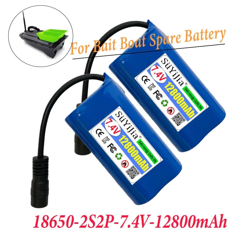 2S2P 18650 Batteria 12800mAh 7.4V Batteria ricaricabile agli ioni di litio per T188 T888 2011-5 V007 C18 H18 Bait Boat Batteria di ricambio