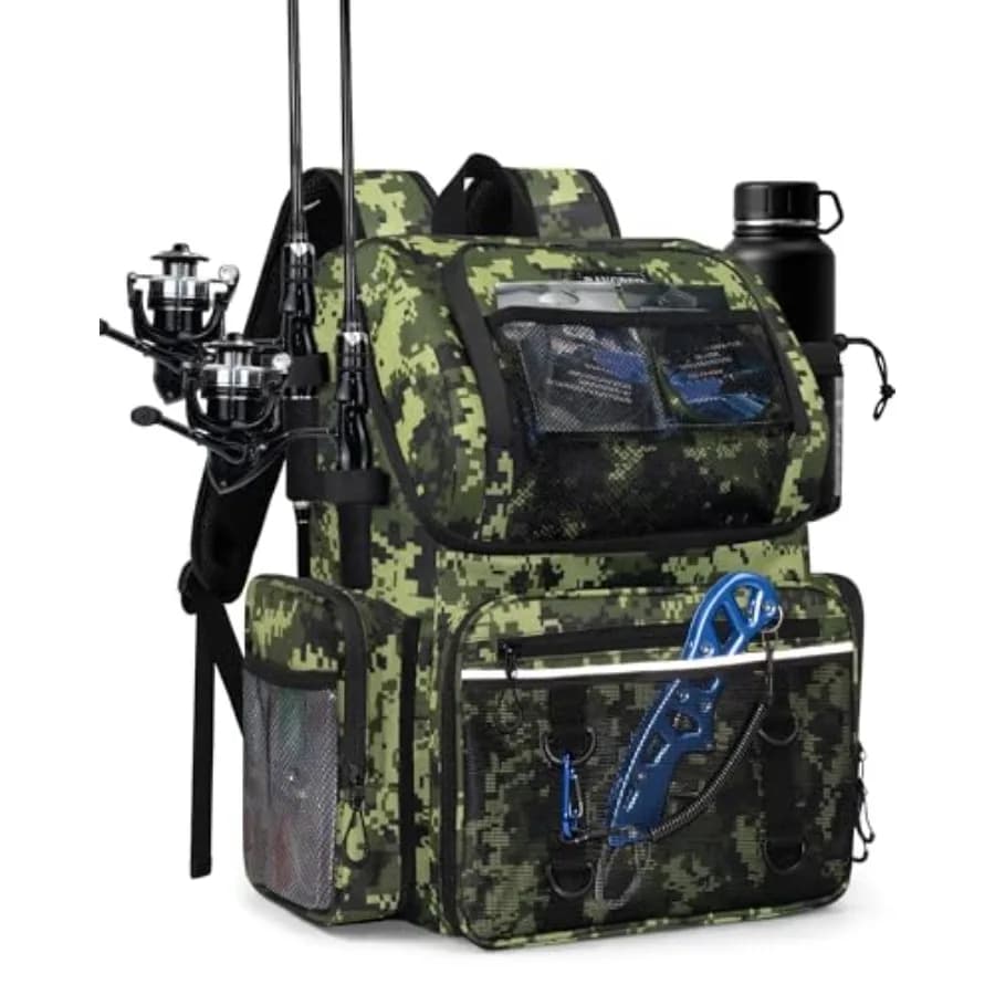 Zaino da Pesca Grande Impermeabile, Borsa Porta Attrezzatura con Scomparto Refrigerante Integrato, Verde