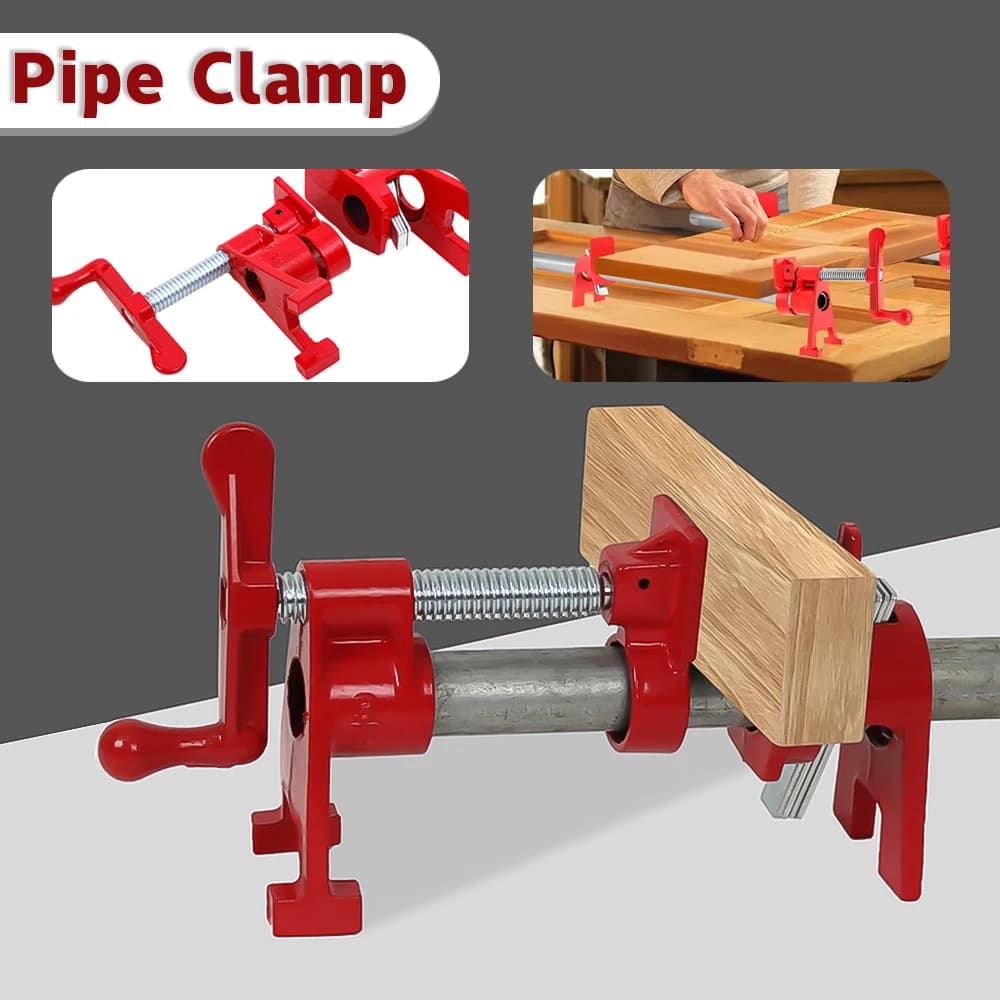 1/2 "3/4" Heavy Duty Pipe Clamp Wood Gluing Pipe Clamp Set Woodworking Equipment Carpenter Manual Equipment