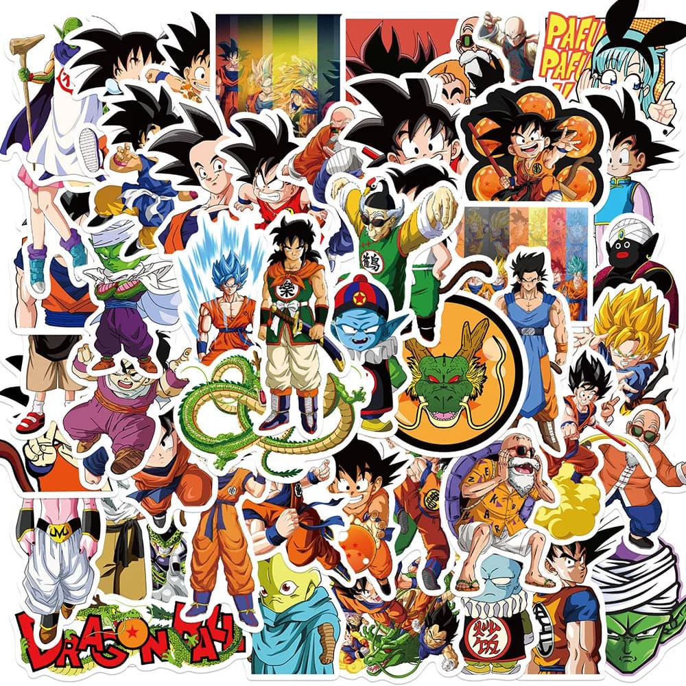10/30/50 Pezzi Adesivi Graffiti Dragon Ball per Laptop, Telefono, Quaderno, Impermeabili, Adesivi Cartoon Son Goku, Giocattoli