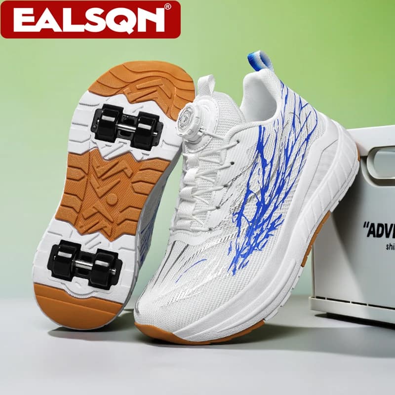 Removable Wheel Kids Roller Skates Breathable Lightweight Outdoor Sports Shoes 2-in-1 Casual Walking & Running for Boys Girls