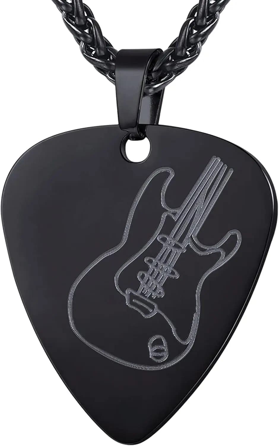 Collana Musicale con Ciondolo a Plettro per Uomo e Donna, Gioielli Hip Hop in Acciaio Inossidabile, Argento Oro Nero