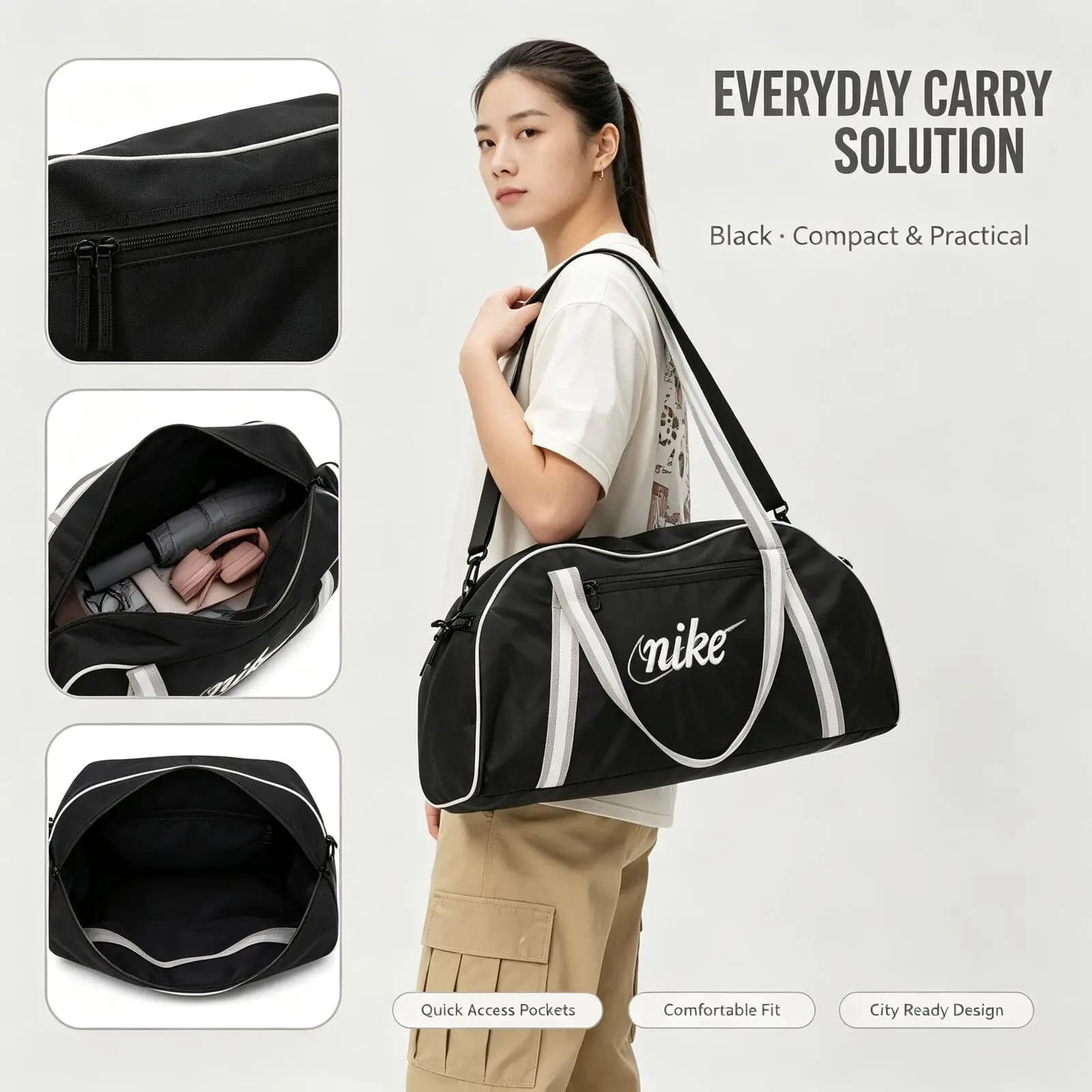 Nike Men's And Women's Sports Large-Capacity Shoulder Crossbody Casual Tote Bags, Handbags Dh6863-014