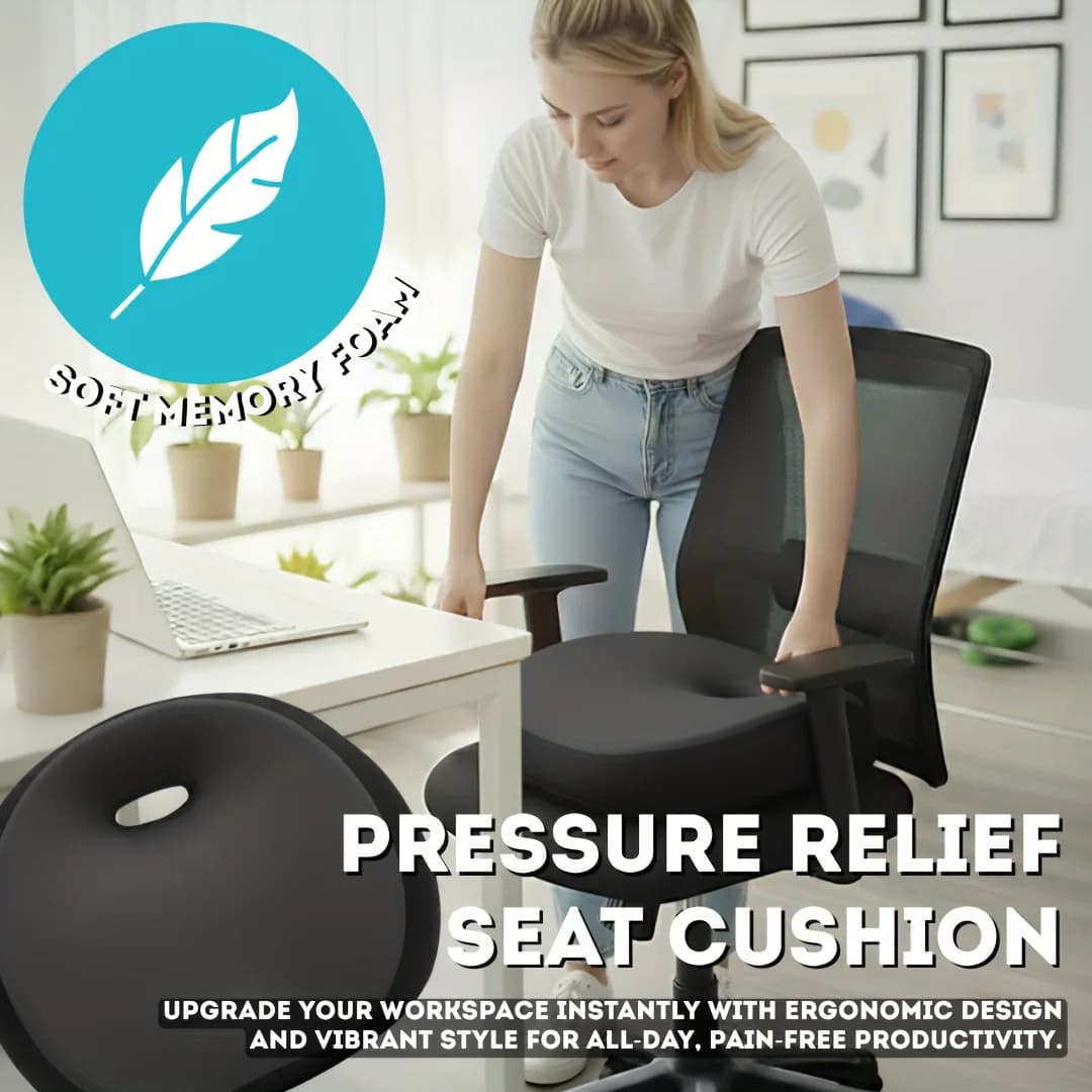 Cuscino per sedile in memory foam, supporto ergonomico per il coccyx, copertura con cerniera per sedia da ufficio, auto, casa, lavabile a mano, per alleviare il dolore