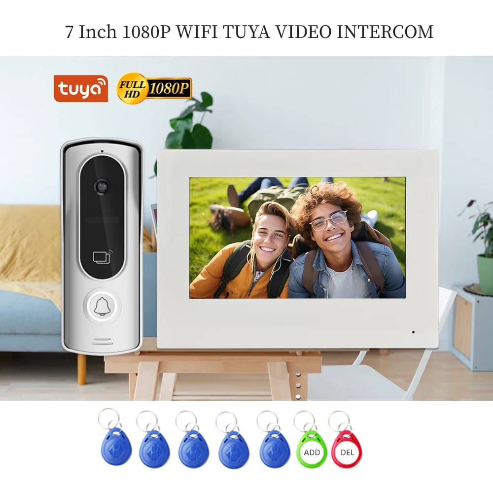 7 "WIFI Tuya Smart Videocitofono Sistema 1080P IPS Touch Screen Videocitofono Campanello Telecamera Villa Sistema di sicurezza Appartamento