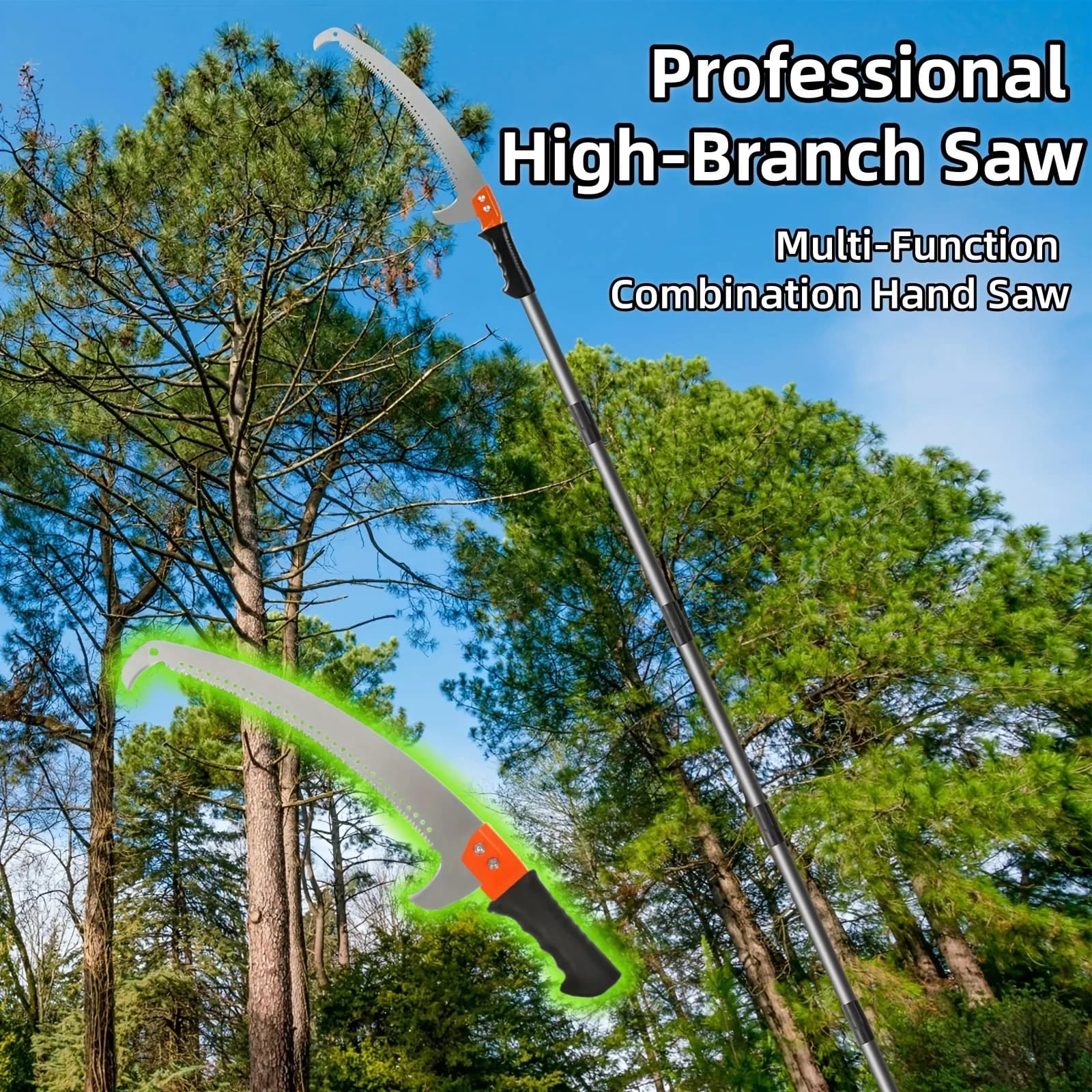 Extended Double-Hook Aerial Saw, Multi-Functional Garden Pruning Saw, Telescopic Fruit Tree Pruning Saw, Garden Pruning Tool