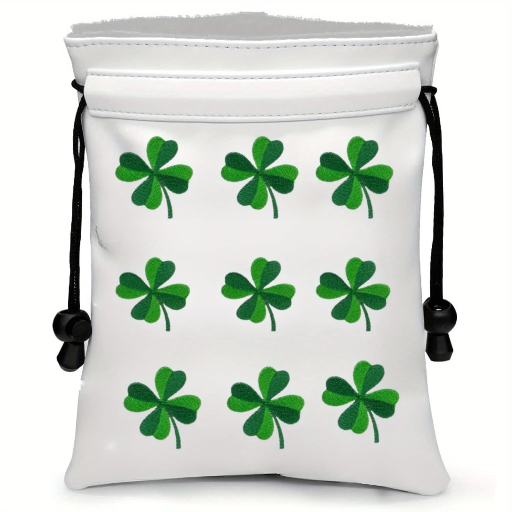 Custodia per oggetti di valore da golf con custodia per tee in pelle PU con design Lucky Clover con chiusura a coulisse Accessori da golf portatili per donna a