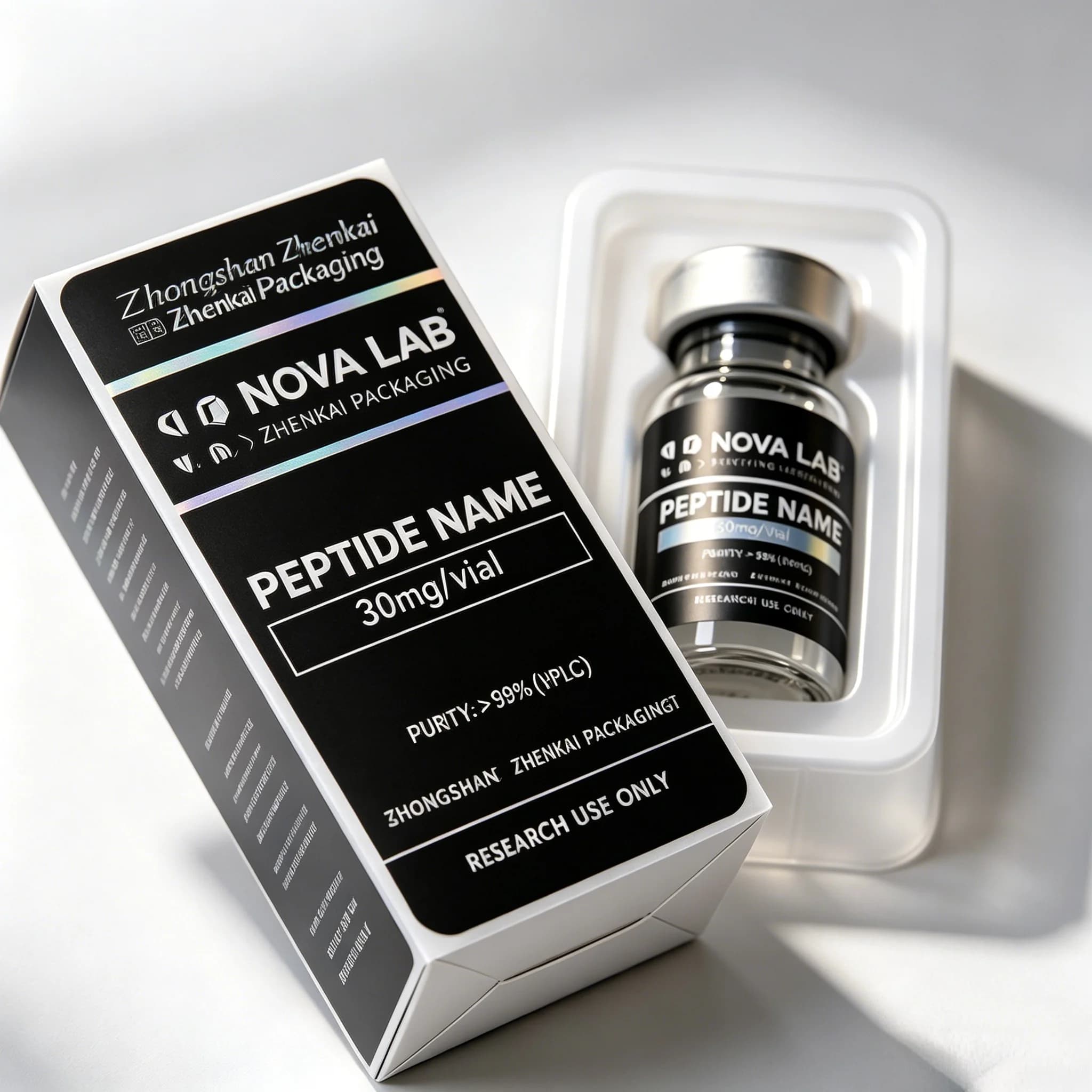 Custom Luxury High Adhesion Peptide Vial Sticker Labels,Equipped With Independent Packing Boxes For Cosmetic Vials