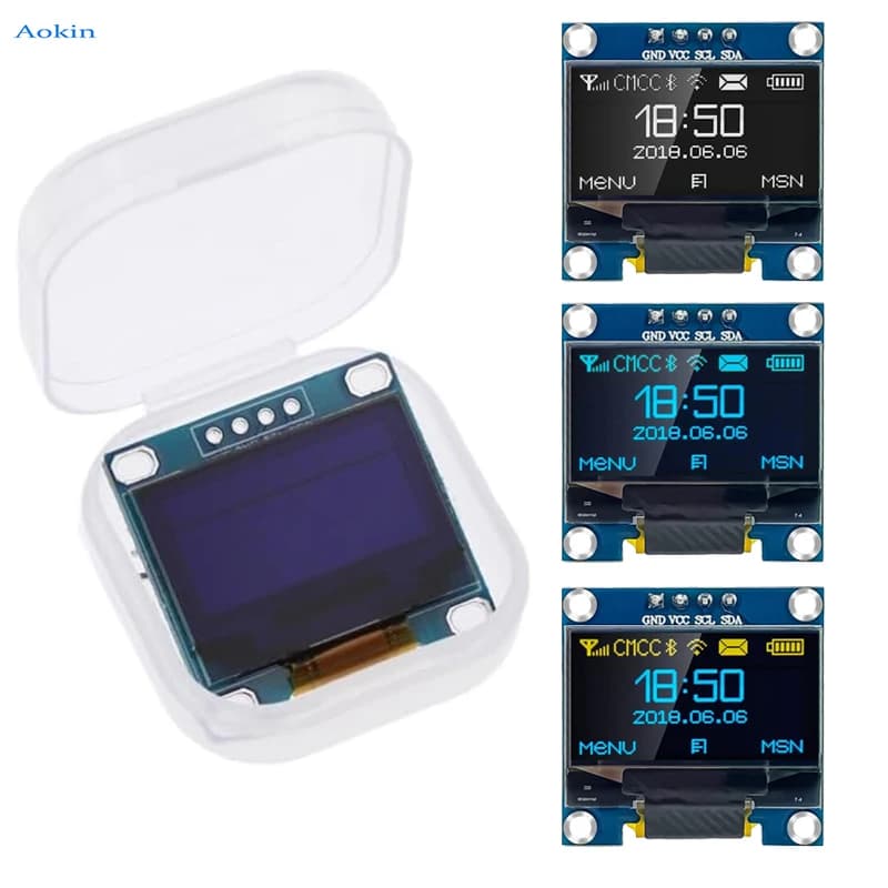5 pz 0.96 "Modulo Schermo OLED SSD1306 I2C IIC SPI Seriale 128x64 3.3 V-5 V Blu/blu Giallo/Bianco per Arduino ESP32 ESP8266
