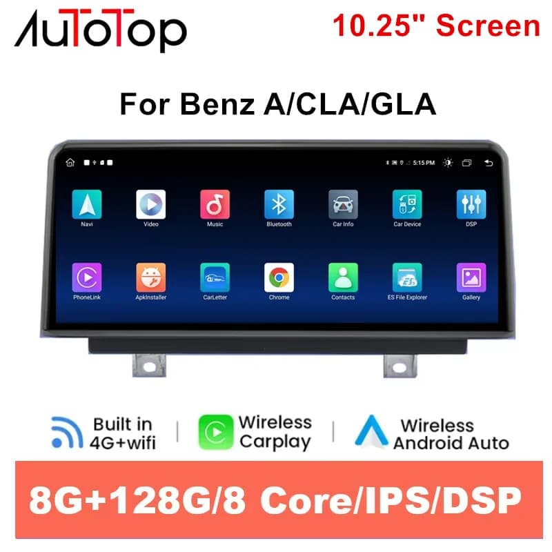 AUTOTOP 10.25 "Android Auto Carplay Autoradio per Mercedes Benz Classe A W176 CLA 200 /GLA X156 Carplay Android Auto 4G 2Din BT